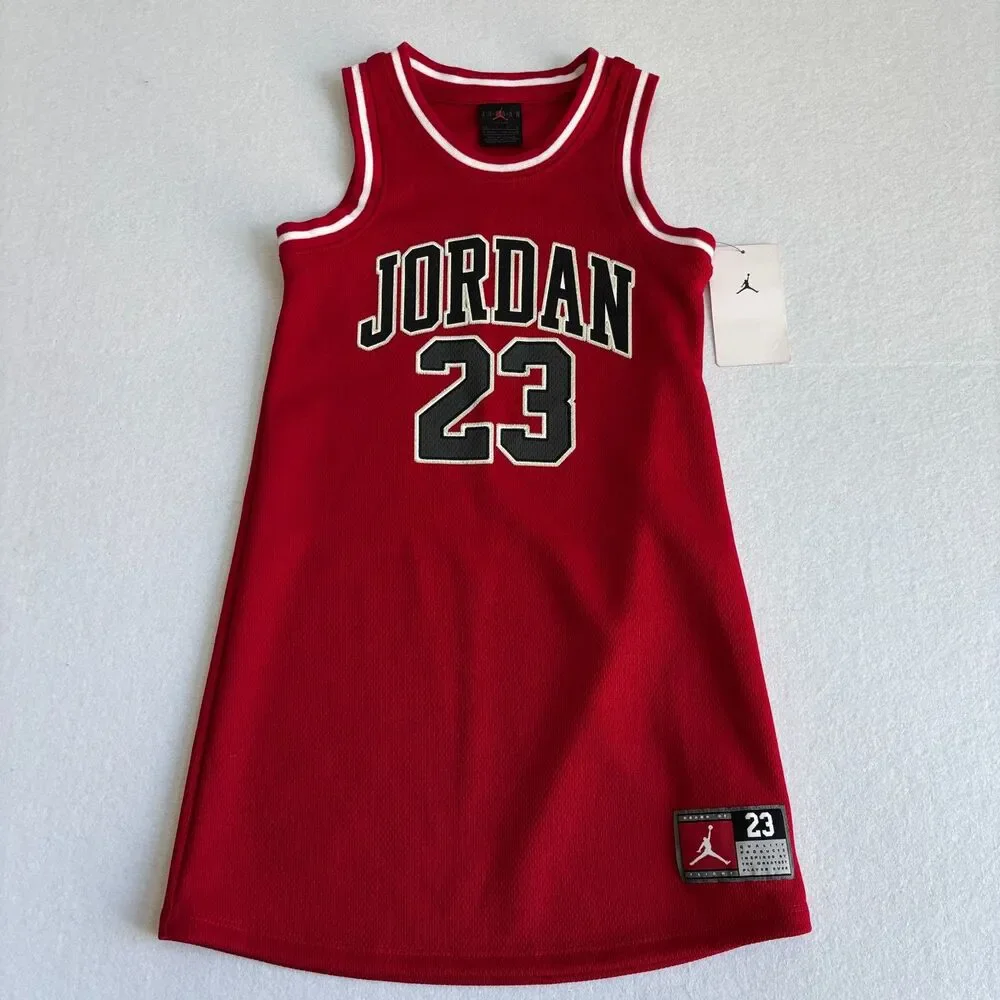 Jordan Nike 23 Jersey Tank Dress Girls 6 L Gym Red Sleeveless Basketball NWT